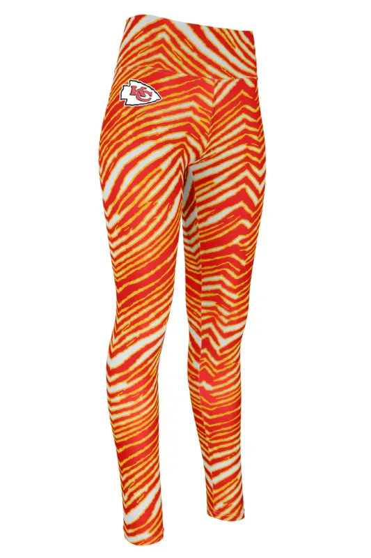 Photo 1 of Zubaz NFL Women's Basic Zebra Print Legging, Kansas City Chiefs Medium 
