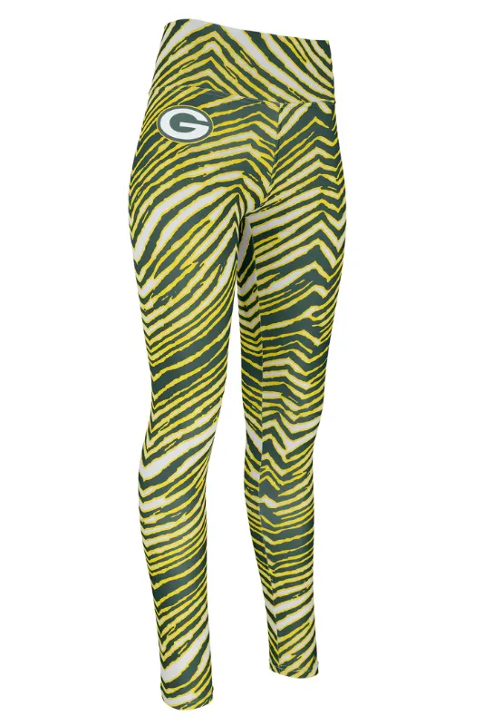 Photo 1 of Zubaz NFL Women's Basic Zebra Print Legging, Green Bay Packers Medium
