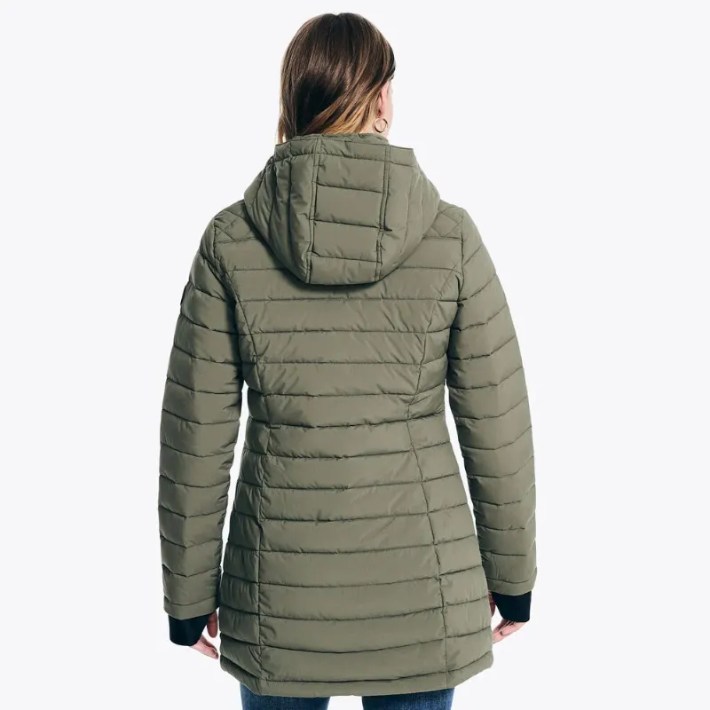 Photo 2 of Nautica Women's Removable Hooded Water Resistant Puffer Jacket, Sage Medium 