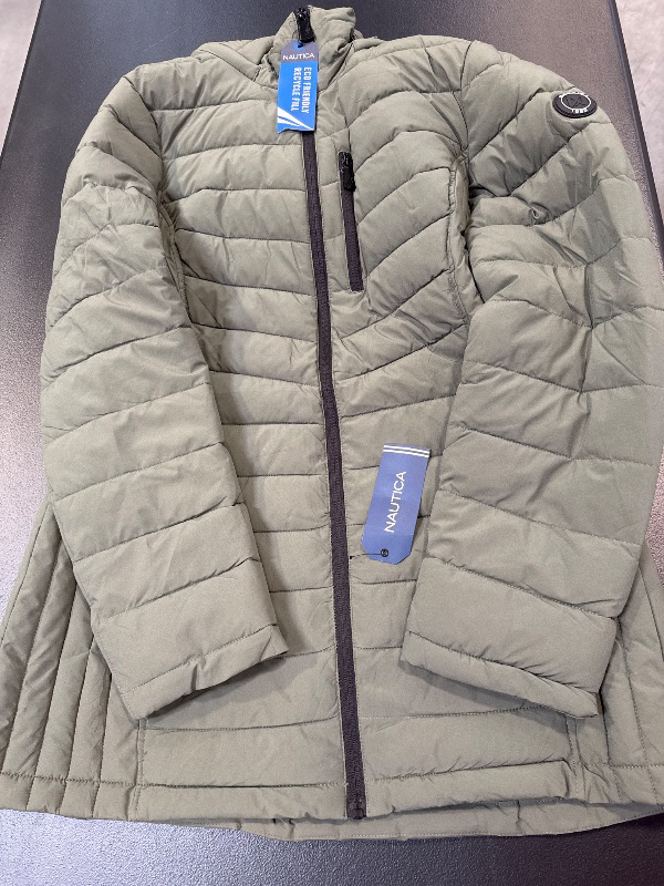 Photo 3 of Nautica Women's Removable Hooded Water Resistant Puffer Jacket, Sage Medium 