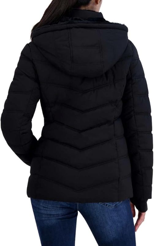 Photo 2 of Nautica Women's Stretch Puffer Detachable Hood Fleece Pockets Jacket Small
