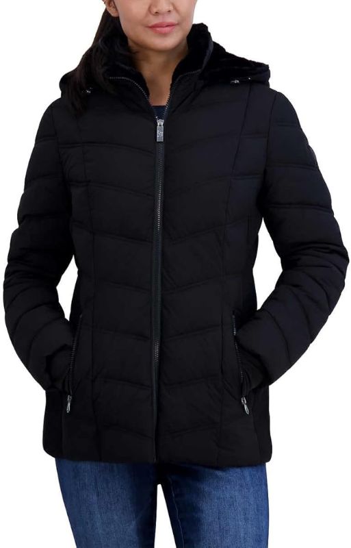 Photo 1 of Nautica Women's Stretch Puffer Detachable Hood Fleece Pockets Jacket Small
