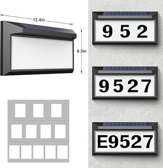 Photo 1 of Solar Address Sign, Lighted Address Plaque Outdoor Waterproof, Illuminated Address Numbers, House Numbers for Outside
