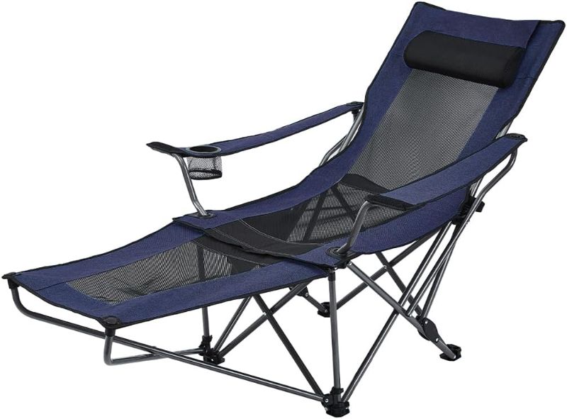 Photo 1 of OUTDOOR LIVING SUNTIME Camping Folding Portable Mesh Chair with Removabel Footrest