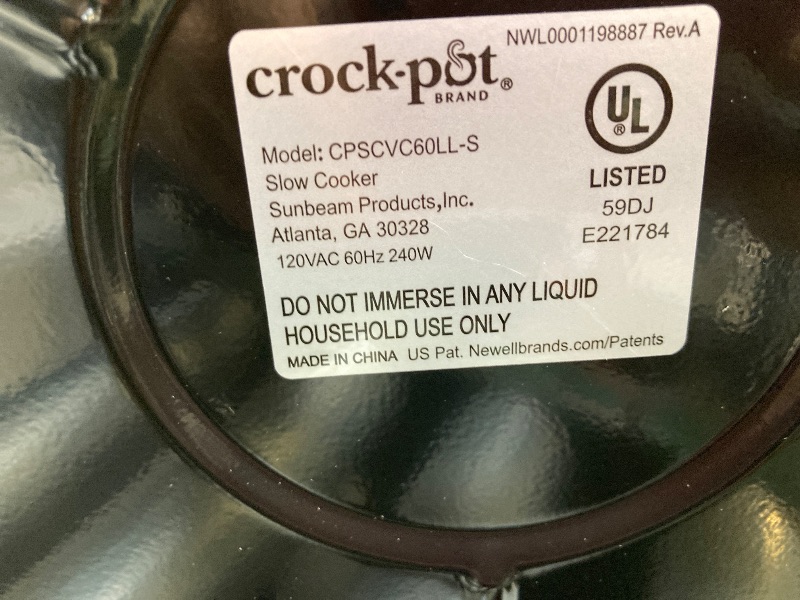 Photo 5 of Crock-Pot 6 Quart Cook & Carry Programmable Slow Cooker with Digital Timer, Stainless Steel (CPSCVC60LL-S), pack of 1