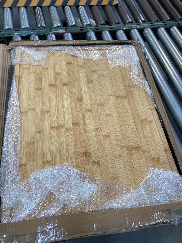 Photo 2 of 25.5 x 19 Inch Bamboo Cutting Boards for Kitchen, Large Cutting Board 1.5 Inch Thick, Butcher Block Chopping Board Carving Board with Inner Handle Juice Groove for Turkey Meat Vegetables Cheese Fruit