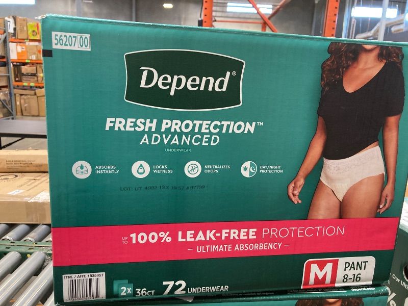 Photo 1 of Depend Fresh Protection Adult Incontinence & Postpartum Bladder Leak Underwear for Women, Disposable, Maximum, Blush, 72 Count - M