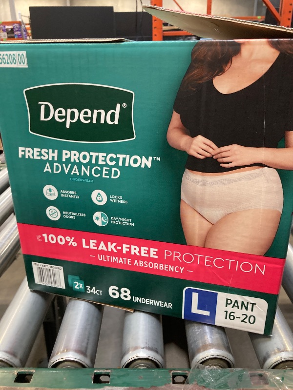 Photo 1 of Depend Fresh Protection Adult Incontinence & Postpartum Bladder Leak Underwear for Women, Disposable, Maximum, Blush, 68 Count - 