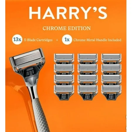 Photo 1 of Harry s Chrome Edition Razor Set 13 Cartridges + 1 Handle
