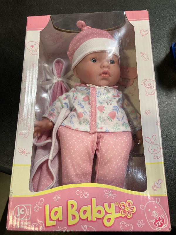 Photo 2 of JC Toys La Baby Caucasian 11-inch Small Soft Body Baby Doll La Baby | Washable |Removable White & Pink Floral Outfit w/Hat, Pacifier & Blanket | for Children 12 Months +