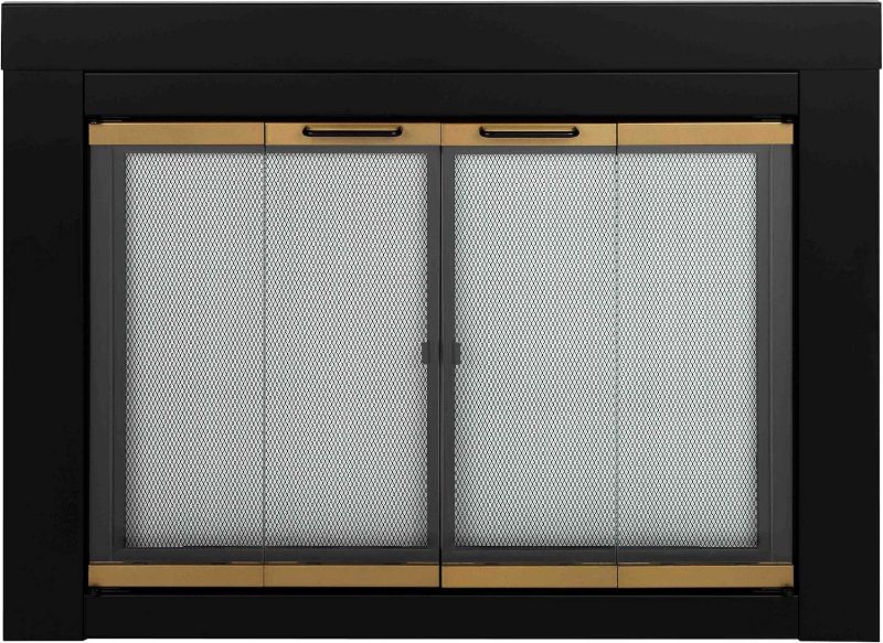 Photo 1 of Pleasant Hearth AR-1022 Arrington Fireplace Glass Door, Black, Large
