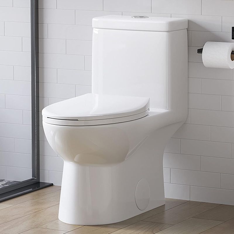 Photo 1 of HOROW HR-LT0037W Elongated One Piece Toilet for Bathroom, Powerful & Quiet Dual Flush Modern Toilet & Soft Closing Seat Include, 12 Rough-in, 27.19"D
