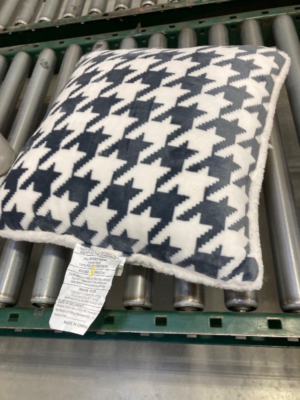 Photo 2 of Printed plush Houndstooth Pillow Square Throw Pillow with Faux Shearling Reverse - Threshold™