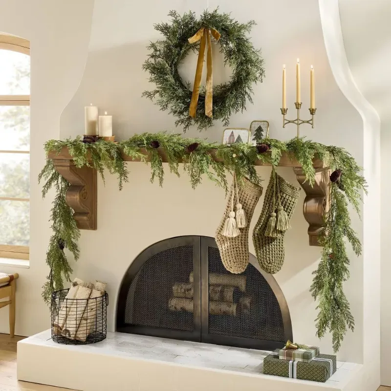 Photo 1 of 12' Faux Cedar Drapery Christmas Garland - Hearth & Hand with Magnolia
- garland only