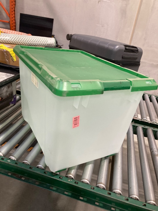 Photo 2 of 32gal Latching Rolling Storage Tote - Green Lid + Base/Gray Handle + Latches - Brightroom™
