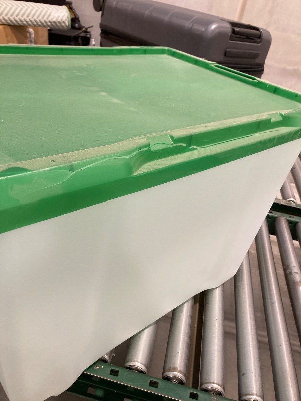 Photo 1 of 32gal Latching Rolling Storage Tote - Green Lid + Base/Gray Handle + Latches - Brightroom™
