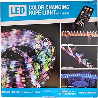 Photo 1 of LED Color Changing 18 Ft, Rope Light with Remote, 2-pack