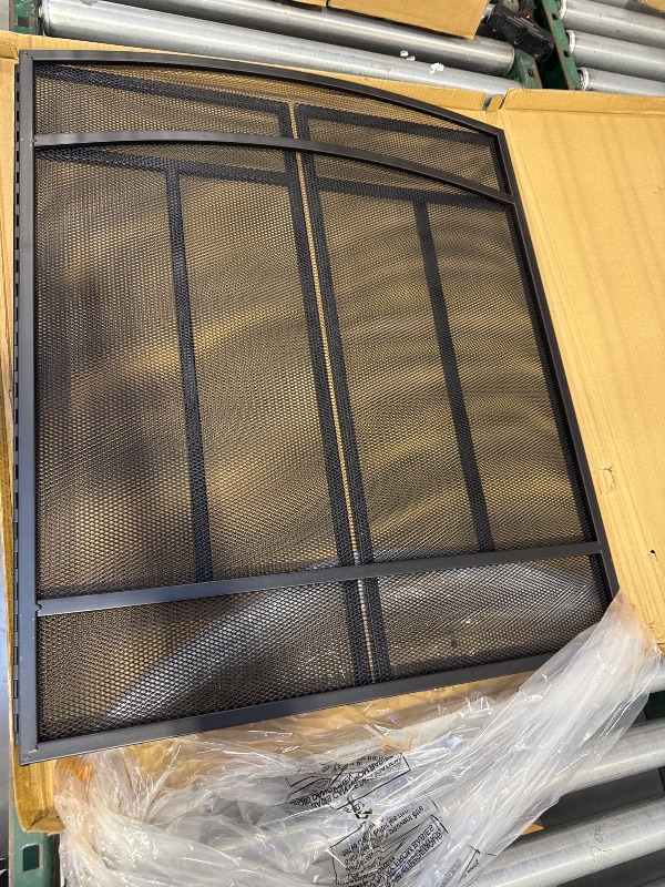 Photo 2 of FireBeauty Fireplace Screen 3 Panel Wrought Iron Black Metal 48"(L) x 29"(H) Spark Guard Cover