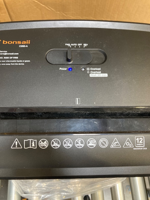 Photo 2 of Bonsaii 12 Sheet Paper Shredder for Home Office, Heavy Duty Shredder with 5.5 Gal Pullout Bin, 15 Mins Running Time, Cross Cut Shredder for CD, Credit Card, Document, Mail P-4 Security Level