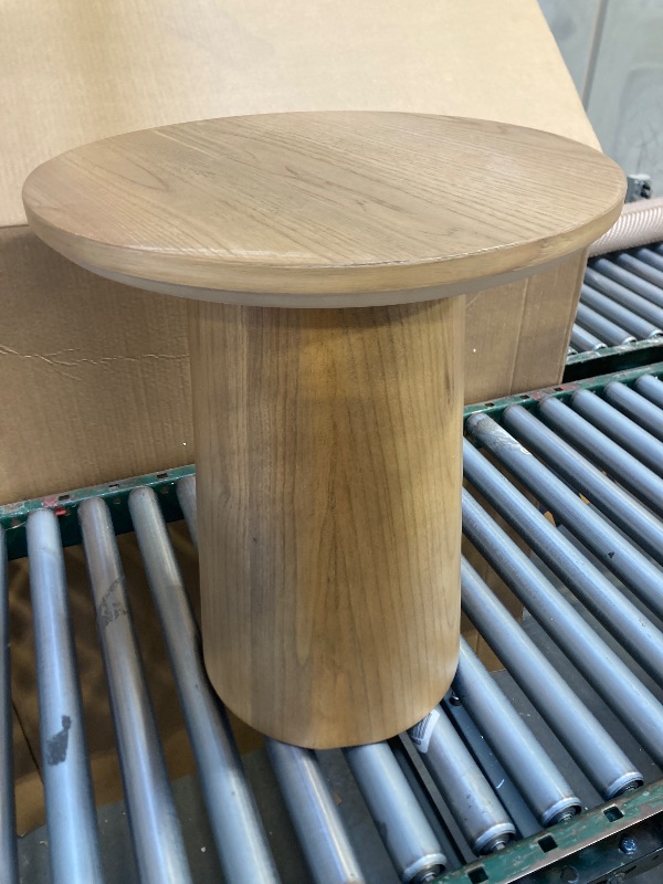 Photo 2 of Round Wood Pedestal Accent Table Natural - Hearth & Hand with Magnolia