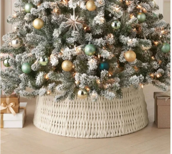 Photo 1 of Wondershop 26" Woven Rope with Metallic AccentChristmas Tree Collar White/Gold