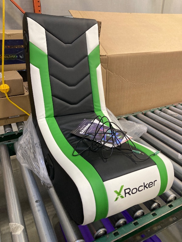 Photo 3 of X Rocker Horizon RGB Lighting 2.0 Wired Floor Rocker Gaming Chair Green/Black/White
