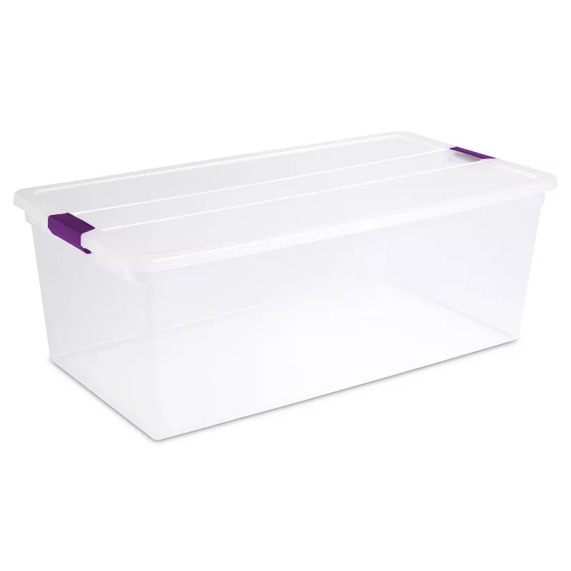 Photo 1 of Sterilite 110qt Clear View Storage Bin with Latch Purple
