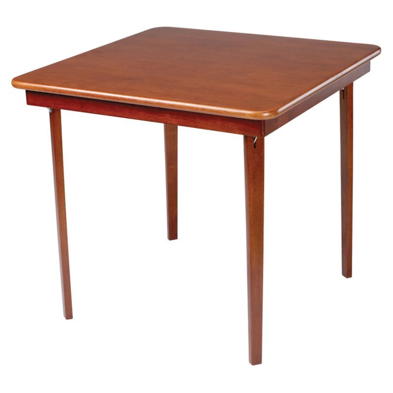 Photo 1 of Straight Edge Folding Card Table Cherry - Stakmore: Wood Composite, Steel Hardware, No Assembly Required
