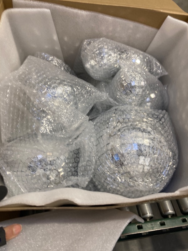 Photo 2 of 17 Pack Large Disco Ball Small Hanging Mirror Disco Decorations for Party Wedding Dance and Music Festivals Decor Club Stage Props DJ Decoration(12, 8, 6, 4, 3.2 Inch)