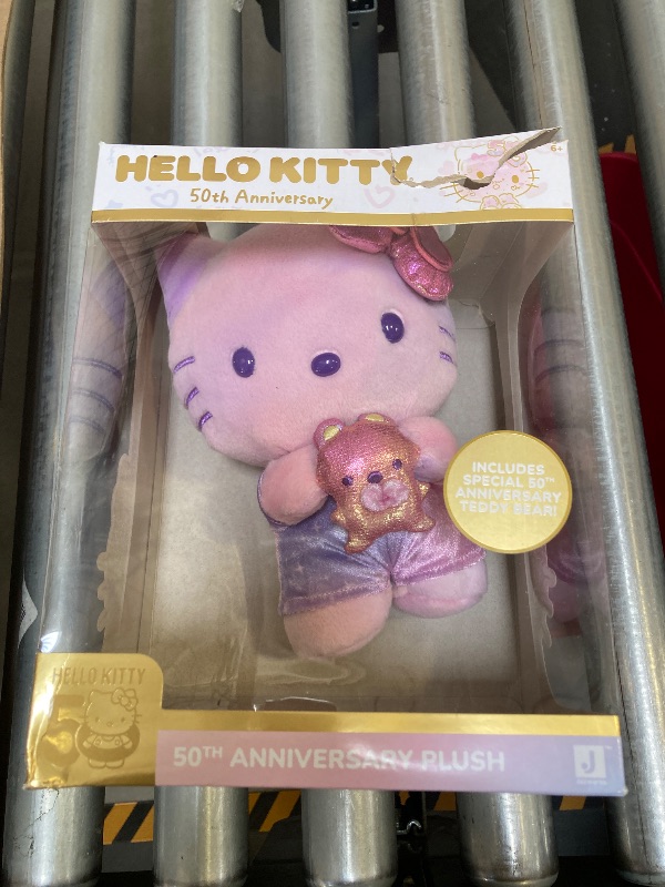 Photo 2 of Hello Kitty and Friends, 50th Anniversary 8-inch Hello Kitty Plush with 50th Anniversary Teddy Bear - 5 Decades of Friendship - Officially Licensed Sanrio Product from Jazwares
