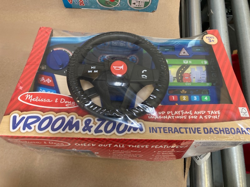 Photo 2 of Melissa & Doug Vroom & Zoom Interactive Wooden Dashboard Steering Wheel Pretend Play Driving Toy - FSC Certified
