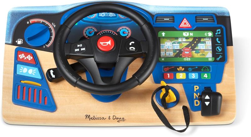 Photo 1 of Melissa & Doug Vroom & Zoom Interactive Wooden Dashboard Steering Wheel Pretend Play Driving Toy - FSC Certified
