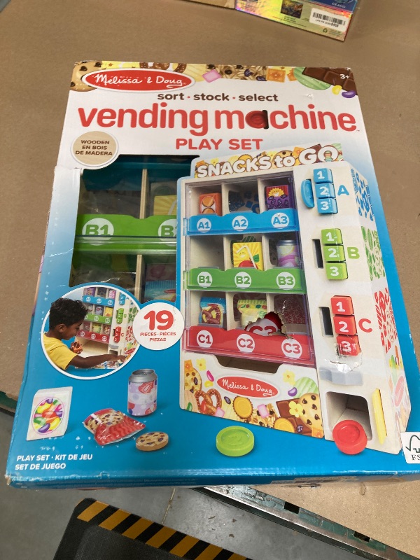 Photo 2 of Melissa & Doug Sort, Stock, Select Wooden Vending Machine Play Set, Wooden Toy Play Food for Boys and for Girls 3+