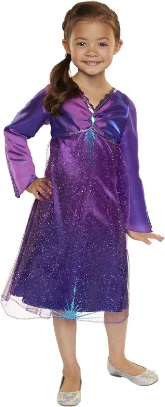 Photo 1 of Disney Frozen Frozen 2 Elsa Purple Role-Play Dress with Diamond Gem, Fits Sizes 4-6x [Amazon Exclusive]
