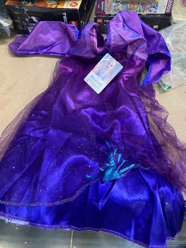 Photo 1 of Disney Frozen Frozen 2 Elsa Purple Role-Play Dress with Diamond Gem, Fits Sizes 4-6x [Amazon Exclusive]
