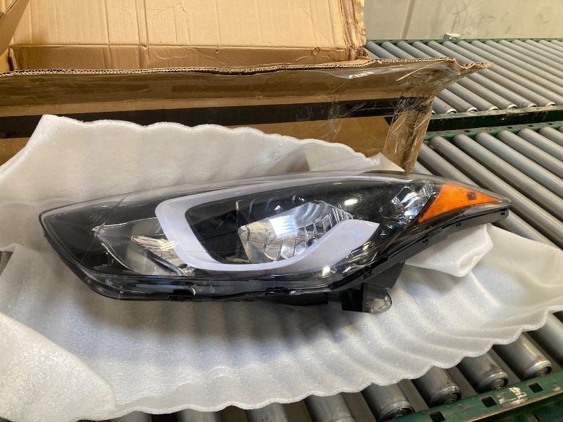 Photo 2 of Headlight Assembly for 2014 2015 2016 Hyundai Elantra- Driver Side Halogen Headlamp with Bulbs Clear Lens Black Housing Amber Reflector 