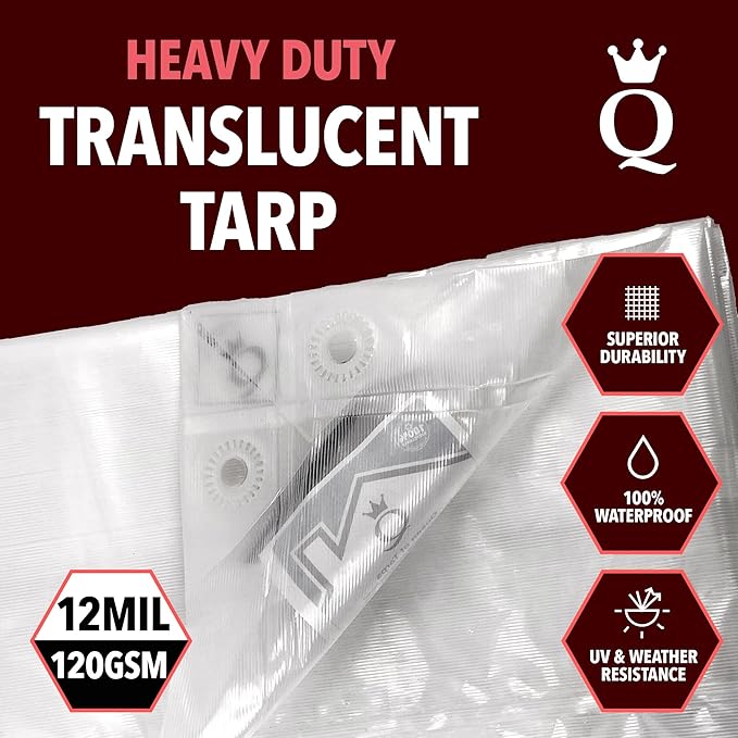 Photo 1 of QUEEN OF TARPS | 12x16 Heavy Duty Tarp Waterproof, 120 GSM is 12 MIL, UV/Tear Resistant Tarp, Camping, Outdoor Furniture, Car, Tents, Painting, Firewood Protection | 12x16, Heavy Duty