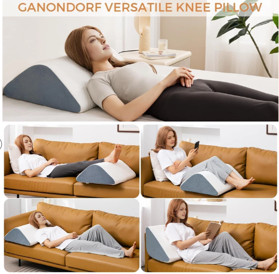 Photo 1 of Knee Wedge Pillow 8'' for Post-Surgery Recovery - Leg Elevation Support for Sleep Position, Alleviating Lower Back & Hip Pain Enhancing Circulation in Ankles Legs Triangle Pillow with Removable Cover          