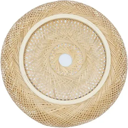 Photo 1 of Vintage Bamboo Ceiling Lighting Fixtures, 15.7" Bamboo Flush Mount Ceiling Light Wicker Rattan Flush Mount Ceiling Light, 3 Lights Boho Ceiling Lamp for Bedroom, Kitchen, Nursery