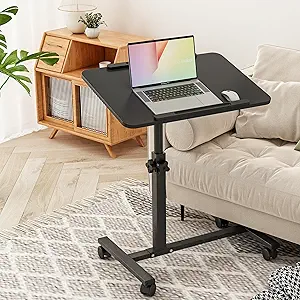 Photo 1 of Bed Desk Adjustable Overbed Bedside Table Rolling Laptop Tray Desk Cart Height Portable Mobile Sit Stand Table Tilting Hospital Bed with Wheels