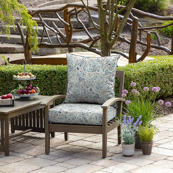 Photo 1 of Arden Selections Outdoor Deep Seat Set, 24 x 24, Rain-Proof, Fade Resistant, Deep Seat Bottom and Back Cushion 24 x 24, Pistachio Botanical