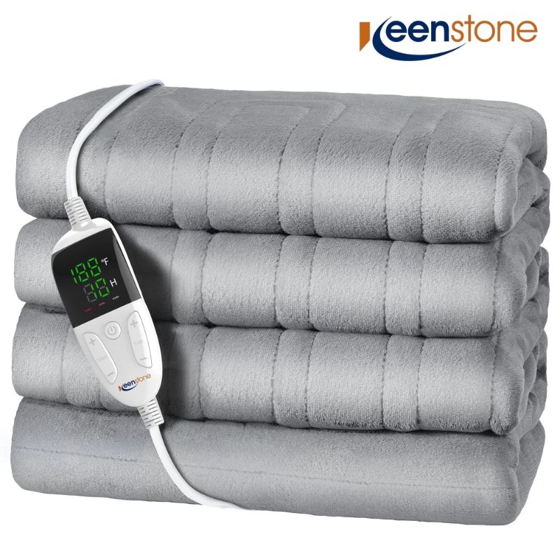 Photo 1 of Keenstone Double-sided Flannel Electric Heated Blanket Twin with 6 Heating Levels &10 Hours Auto Off, 72"x84" Machine Washable Fast Heating Blanket,Gray