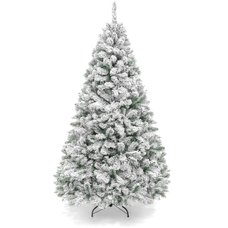 Photo 1 of Best Choice Products 45.3"x 12.6"x 12.6" Snow Flocked Christmas Tree, Premium Holiday Pine Branches, Foldable Metal Base
