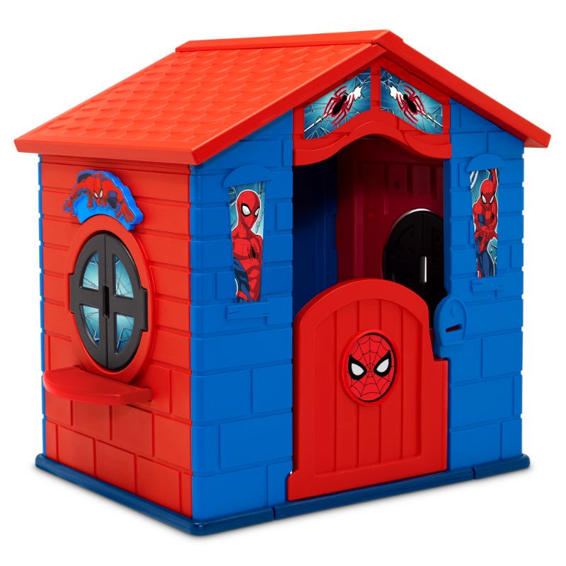 Photo 1 of Marvel Spider-Man Plastic Indoor/Outdoor Playhouse with Easy Assembly by Delta Children, Blue/Red
