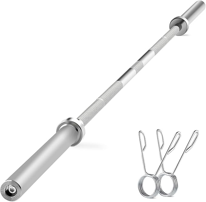 Photo 1 of 7Ft Olympic Barbell: Solid Chrome Bar for Strength Training, Weightlifting, and Powerlifting - 700lbs Capacity