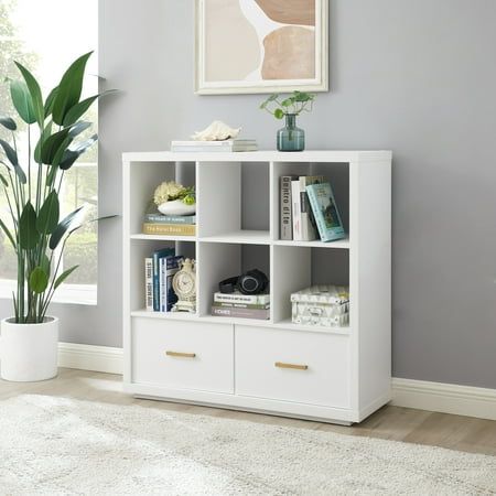 Photo 1 of Better Homes & Gardens Steele 6 Cube Storage Bookcase Organizer with Drawers White Finish
