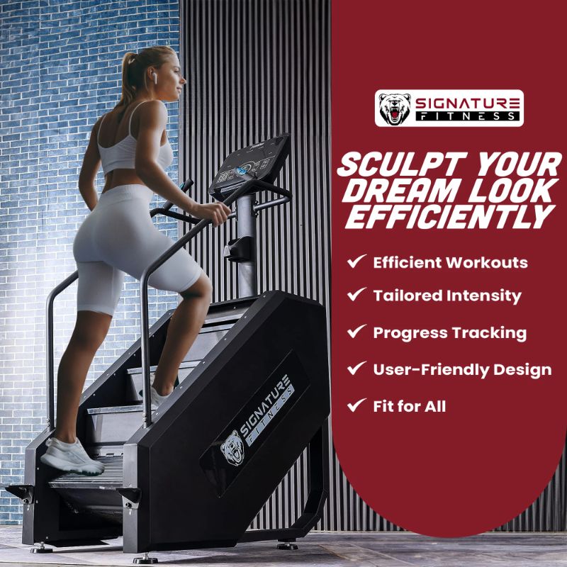 Photo 1 of Signature Fitness Adjustable Resistance Continuous Climber Exercise Stair Stepper, Alloy Steel Black, 418 lb
