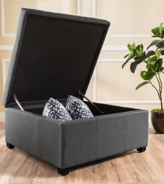 Photo 2 of Carlsbad Dark Grey Storage Ottoman
