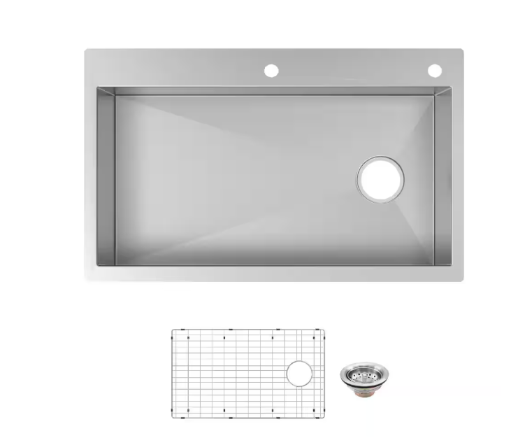 Photo 1 of Professional Zero Radius 36 in. Drop-In Single Bowl 16 Gauge Stainless Steel Kitchen Sink with Accessories

