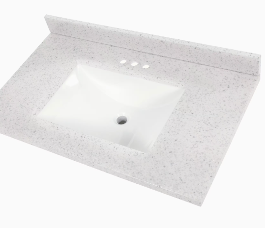 Photo 1 of 37 in. W x 22 in. D Engineered Stone Composite White Rectangular Undermount Single Sink Vanity Top in Starry Sky
